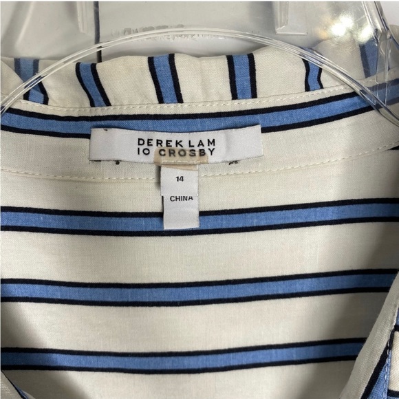 Derek Lam 10 Crosby Blue White Striped Shirt Dress 14 - Picture 6 of 8